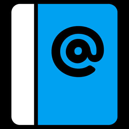 Emails icon. This flat vector symbol uses blue and white colors, rounded angles, and isolated on a black background.のイラスト素材