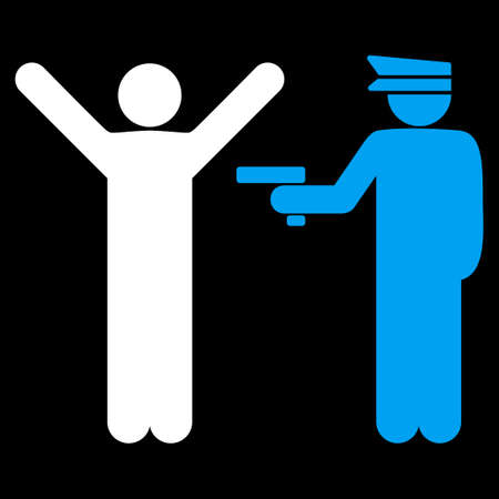Police icon. This flat vector symbol uses blue and white colors, rounded angles, and isolated on a black background.のイラスト素材