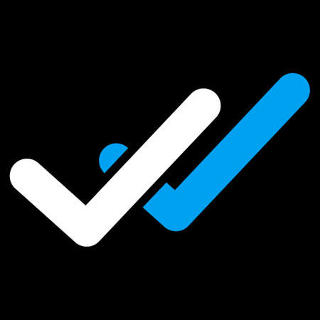 Validation icon. This flat vector symbol uses blue and white colors, rounded angles, and isolated on a black background.のイラスト素材