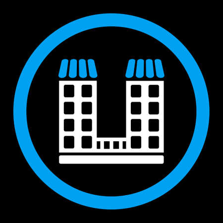 Company vector icon. This flat rounded symbol uses blue and white colors and isolated on a black background.のイラスト素材