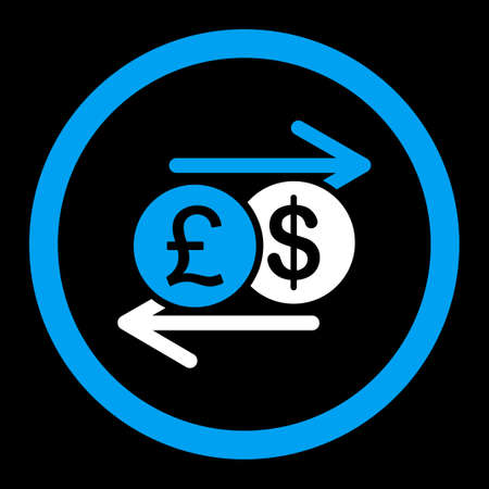 Money Exchange vector icon. This flat rounded symbol uses blue and white colors and isolated on a black background.のイラスト素材