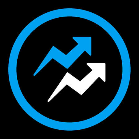 Trends vector icon. This flat rounded symbol uses blue and white colors and isolated on a black background.のイラスト素材