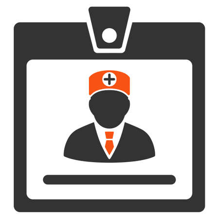 Doctor Badge glyph icon. Style is bicolor flat symbol, orange and gray colors, rounded angles, white background.の写真素材