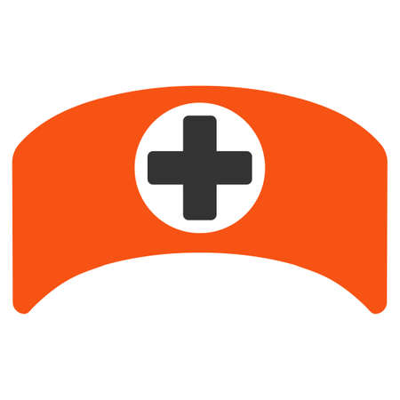 Doctor Cap glyph icon. Style is bicolor flat symbol, orange and gray colors, rounded angles, white background.の写真素材
