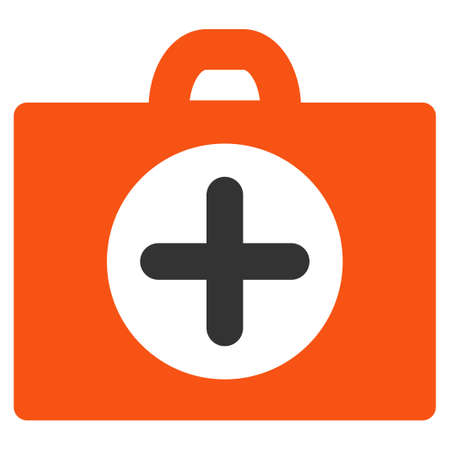 First Aid glyph icon. Style is bicolor flat symbol, orange and gray colors, rounded angles, white background.の写真素材