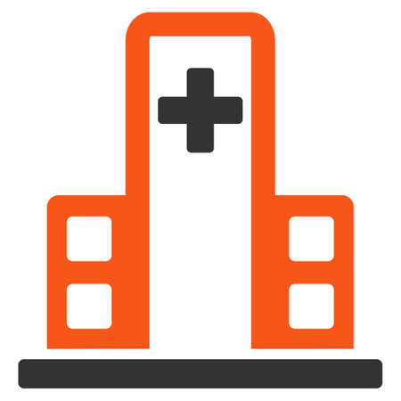 Hospital Building glyph icon. Style is bicolor flat symbol, orange and gray colors, rounded angles, white background.の写真素材