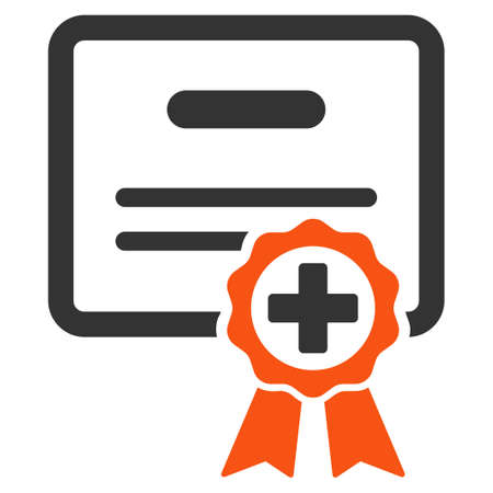 Medical Certificate glyph icon. Style is bicolor flat symbol, orange and gray colors, rounded angles, white background.の写真素材