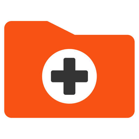 Medical Folder glyph icon. Style is bicolor flat symbol, orange and gray colors, rounded angles, white background.の写真素材