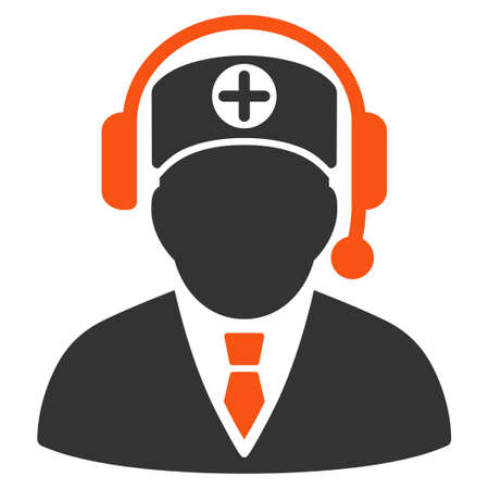 Medical Operator glyph icon. Style is bicolor flat symbol, orange and gray colors, rounded angles, white background.の写真素材