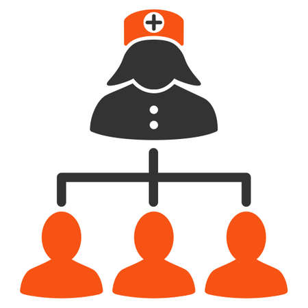 Nurse Patients glyph icon. Style is bicolor flat symbol, orange and gray colors, rounded angles, white background.の写真素材