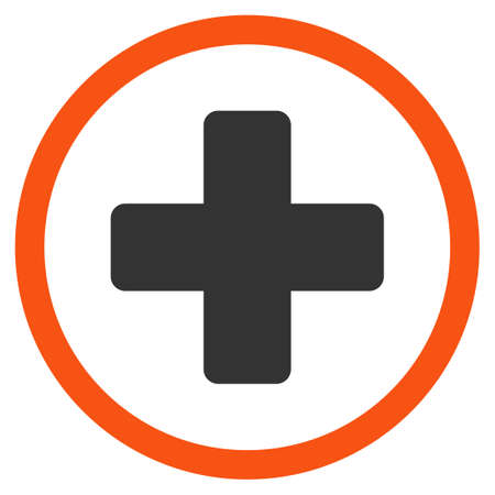 Rounded Plus glyph icon. Style is bicolor flat symbol, orange and gray colors, rounded angles, white background.の写真素材