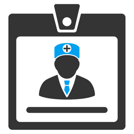 Doctor Badge vector icon. Style is bicolor flat symbol, blue and gray colors, rounded angles, white background.のイラスト素材