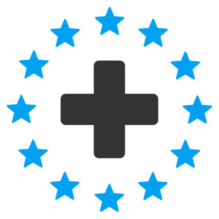Euro Medicine vector icon. Style is bicolor flat symbol, blue and gray colors, rounded angles, white background.のイラスト素材