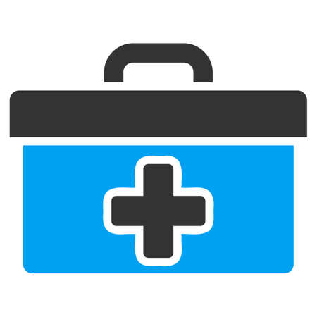 First Aid Toolbox vector icon. Style is bicolor flat symbol, blue and gray colors, rounded angles, white background.のイラスト素材