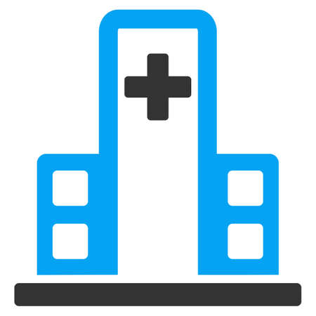 Hospital Building vector icon. Style is bicolor flat symbol, blue and gray colors, rounded angles, white background.のイラスト素材