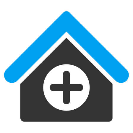 Hospital vector icon. Style is bicolor flat symbol, blue and gray colors, rounded angles, white background.のイラスト素材