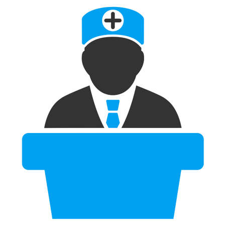 Medical Official Lecture vector icon. Style is bicolor flat symbol, blue and gray colors, rounded angles, white background.のイラスト素材