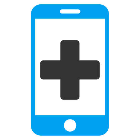 Online Help vector icon. Style is bicolor flat symbol, blue and gray colors, rounded angles, white background.のイラスト素材