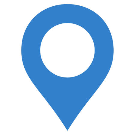 Map Marker icon from Primitive Set. This isolated flat symbol is drawn with cobalt color on a white background, angles are rounded.の写真素材