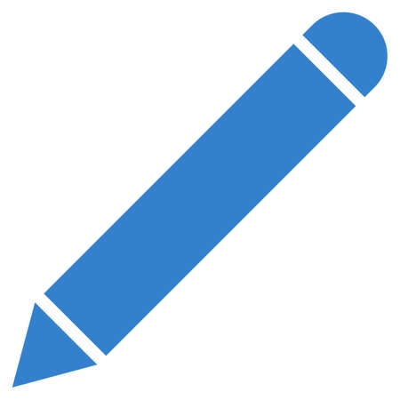 Pencil icon from Primitive Set. This isolated flat symbol is drawn with cobalt color on a white background, angles are rounded.の写真素材