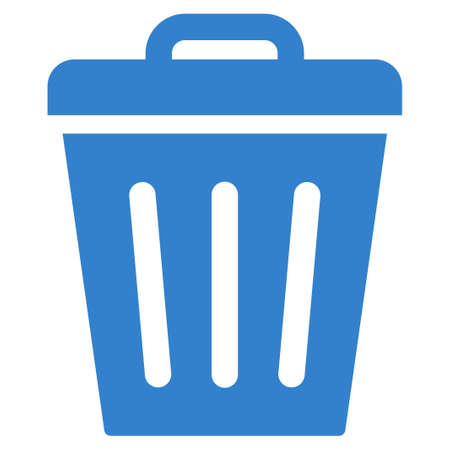 Trash Can icon from Primitive Set. This isolated flat symbol is drawn with cobalt color on a white background, angles are rounded.の写真素材