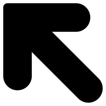Arrow Up Left icon from Primitive Set. This isolated flat symbol is drawn with black color on a white background, angles are rounded.のイラスト素材