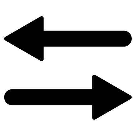Arrows Exchange Horizontal icon from Primitive Set. This isolated flat symbol is drawn with black color on a white background, angles are rounded.のイラスト素材