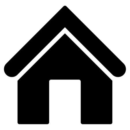 Home icon from Primitive Set. This isolated flat symbol is drawn with black color on a white background, angles are rounded.