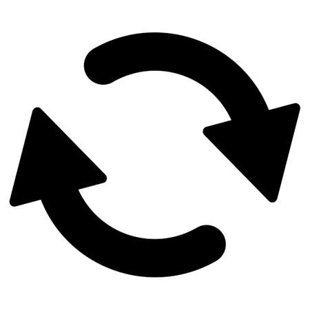 Refresh icon from Primitive Set. This isolated flat symbol is drawn with black color on a white background, angles are rounded.のイラスト素材