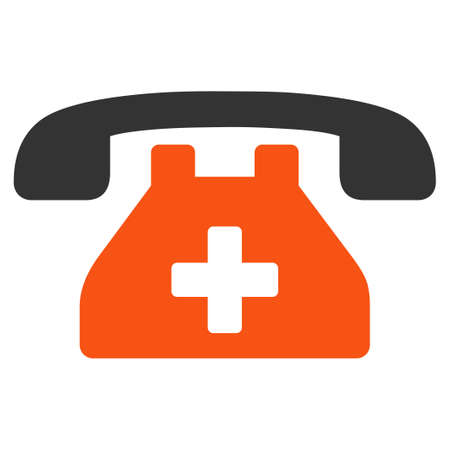 Clinic Phone glyph icon. Style is bicolor flat symbol, orange and gray colors, rounded angles, white background.の写真素材