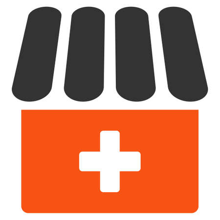Drugstore glyph icon. Style is bicolor flat symbol, orange and gray colors, rounded angles, white background.の写真素材