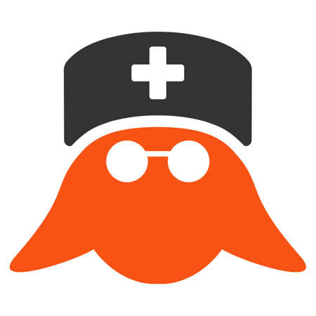 Medical Nurse Head glyph icon. Style is bicolor flat symbol, orange and gray colors, rounded angles, white background.の写真素材