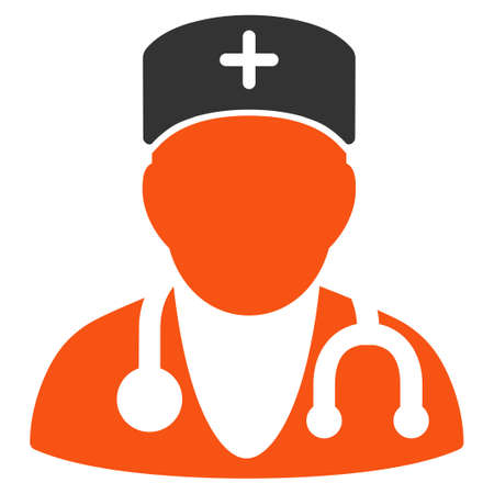 Physician glyph icon. Style is bicolor flat symbol, orange and gray colors, rounded angles, white background.の写真素材