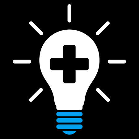Medical Electric Lamp vector icon. Style is bicolor flat symbol, blue and white colors, rounded angles, black background.のイラスト素材