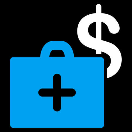 Medical Fund vector icon. Style is bicolor flat symbol, blue and white colors, rounded angles, black background.のイラスト素材