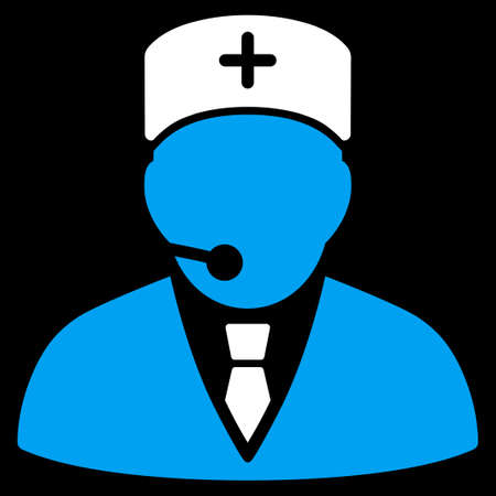 Medical Manager vector icon. Style is bicolor flat symbol, blue and white colors, rounded angles, black background.のイラスト素材