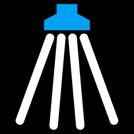 Shower vector icon. Style is bicolor flat symbol, blue and white colors, rounded angles, black background.のイラスト素材