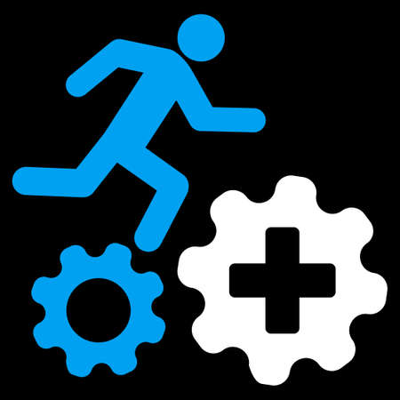 Treatment Process vector icon. Style is bicolor flat symbol, blue and white colors, rounded angles, black background.のイラスト素材