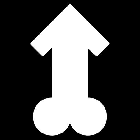 Male Sexual Potence glyph icon. Style is flat symbol, white color, rounded angles, black background.の写真素材