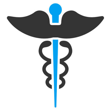 Caduceus vector icon. Style is bicolor flat symbol, blue and gray colors, rounded angles, white background.のイラスト素材