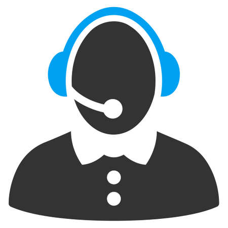Call Center Woman vector icon. Style is bicolor flat symbol, blue and gray colors, rounded angles, white background.のイラスト素材