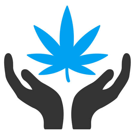 Cannabis Care vector icon. Style is bicolor flat symbol, blue and gray colors, rounded angles, white background.のイラスト素材