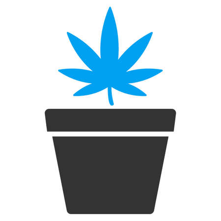 Cannabis Pot vector icon. Style is bicolor flat symbol, blue and gray colors, rounded angles, white background.のイラスト素材