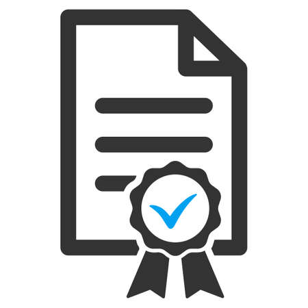 Certified vector icon. Style is bicolor flat symbol, blue and gray colors, rounded angles, white background.のイラスト素材