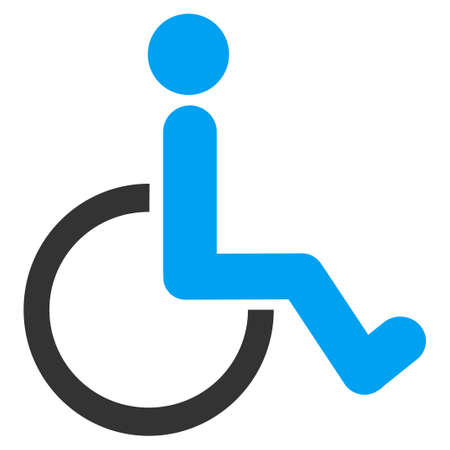Disabled Person vector icon. Style is bicolor flat symbol, blue and gray colors, rounded angles, white background.のイラスト素材