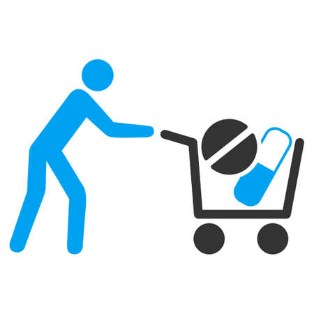 Drugs Shopping vector icon. Style is bicolor flat symbol, blue and gray colors, rounded angles, white background.のイラスト素材