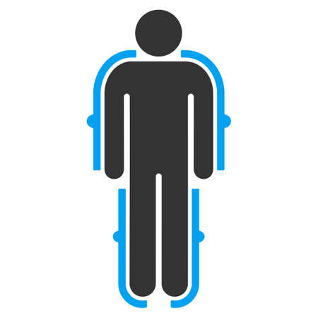 Exoskeleton vector icon. Style is bicolor flat symbol, blue and gray colors, rounded angles, white background.のイラスト素材