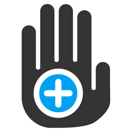 Hand Medical Marker vector icon. Style is bicolor flat symbol, blue and gray colors, rounded angles, white background.のイラスト素材
