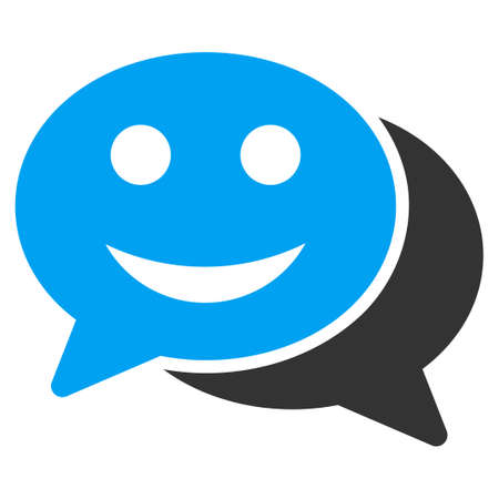 Happy Chat vector icon. Style is bicolor flat symbol, blue and gray colors, rounded angles, white background.のイラスト素材