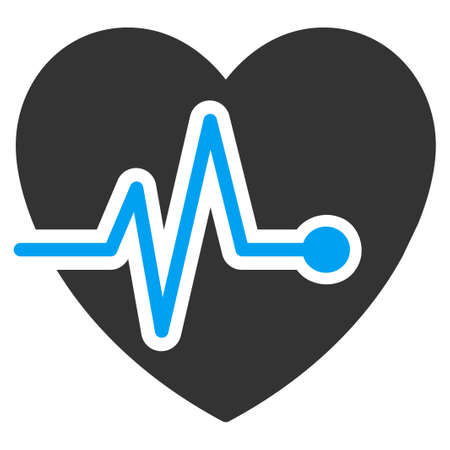 Heart Pulse vector icon. Style is bicolor flat symbol, blue and gray colors, rounded angles, white background.のイラスト素材